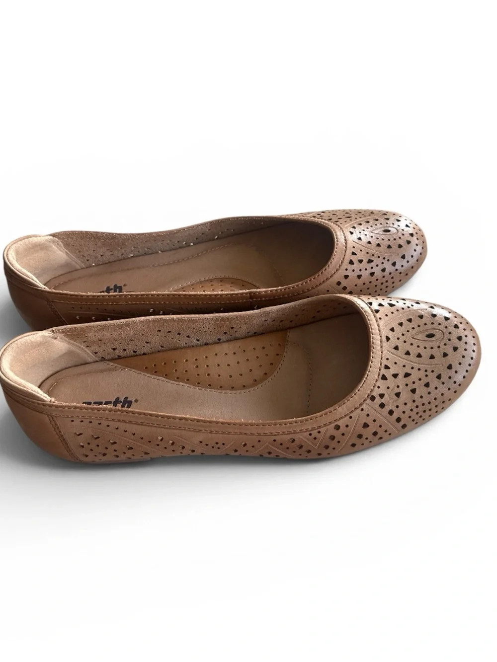 Women’s Earth Tan Perforated Ballet Flats